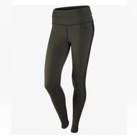 Nike Legend green black stripe high waist fold down pants legging M - Picture 2 of 14